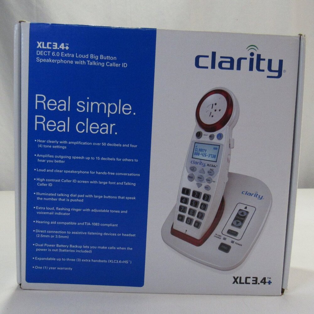 Clarity XLC3.4+ DECT Extra Loud Big Button Speakerphone with Talking Caller ID